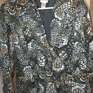 NWOT Chico's Women's Black and Gold Patterned Jacket